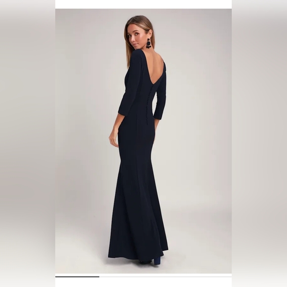 Lulus Dresses & Skirts - Glamour Galore Navy Blue Button Back Maxi Dress